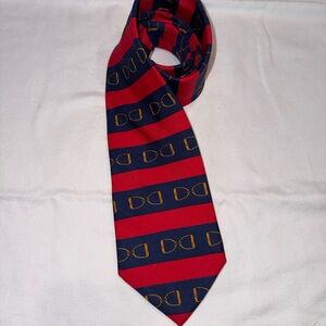 Brooks Brothers 100% Silk Red and Blue Tie with Gold Horsebit Details